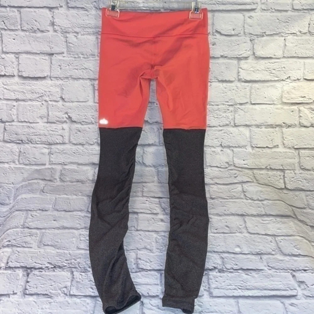 Alo Yoga Ice Goddess Ribbed Legging Coral Gray Extra Long Stretch Athletic Pants